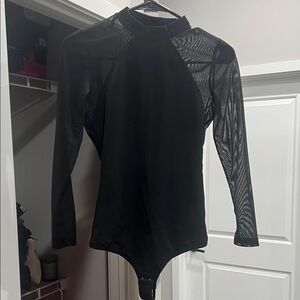 Black Sheer Long Sleeve Bodysuit